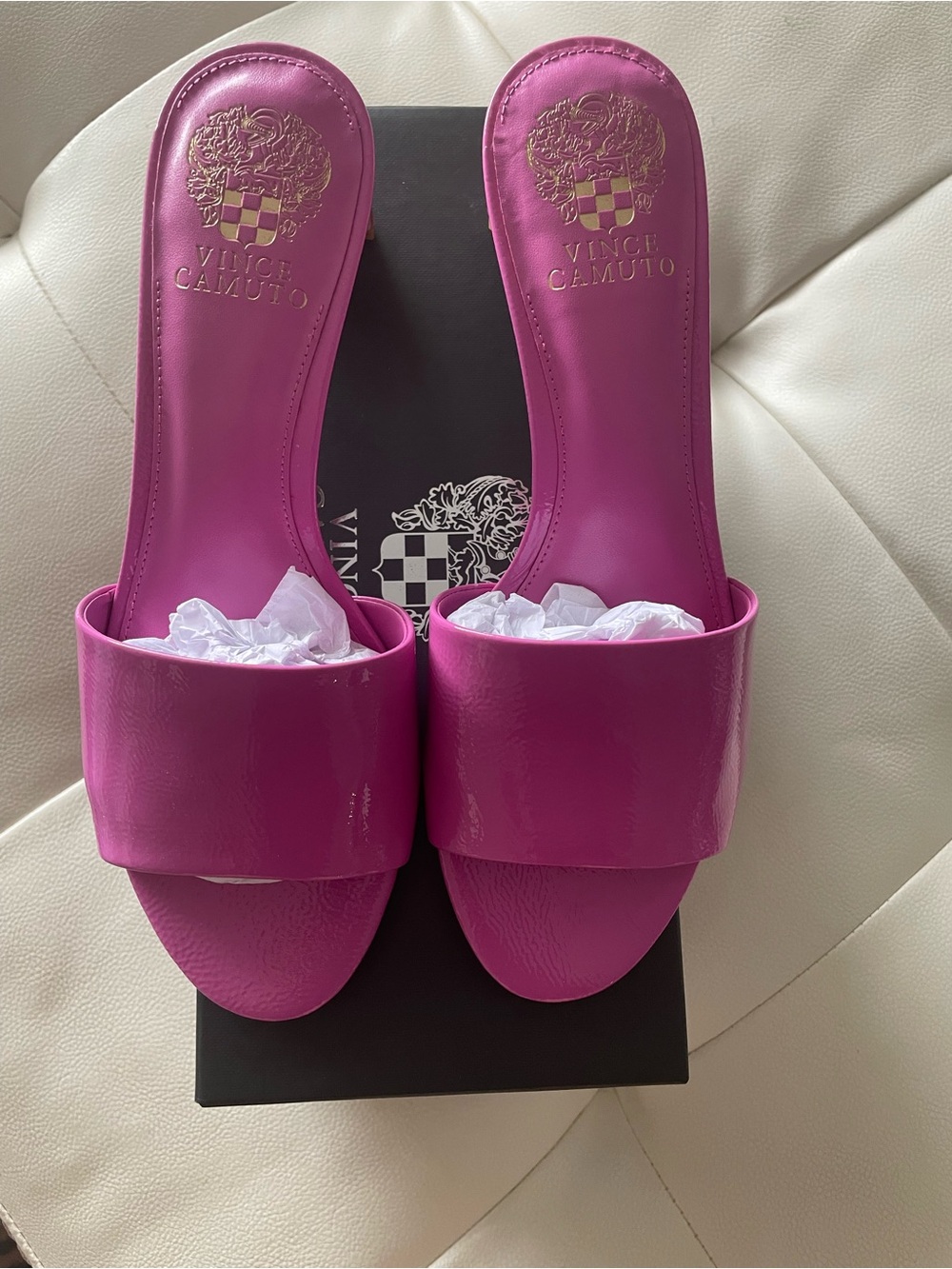 Vince Camuto Fuchsia Slip-On Mid-Heel Mules - Picture 9 of 10